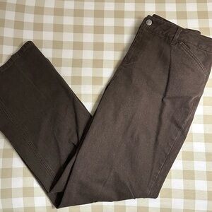 J. Jill Women’s Dark Brown Washed Chinos Pants 12P Stretch Cotton Blend Straight